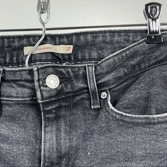 Levi's 711 Distressed Black/Grey Skinny Jeans 27 - Picture 6 of 8